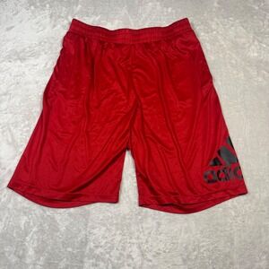 Adidas Mens 2XL Shorts Red Athletic Gym Basketball‎ Training Activewear